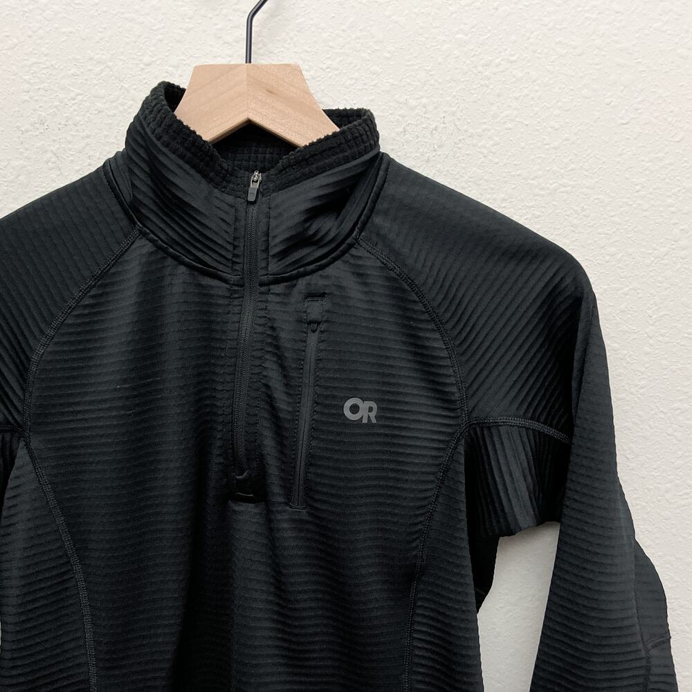 outdoor research black women's tech grid quarter zip fleece pullover thermal top - Picture 2 of 7